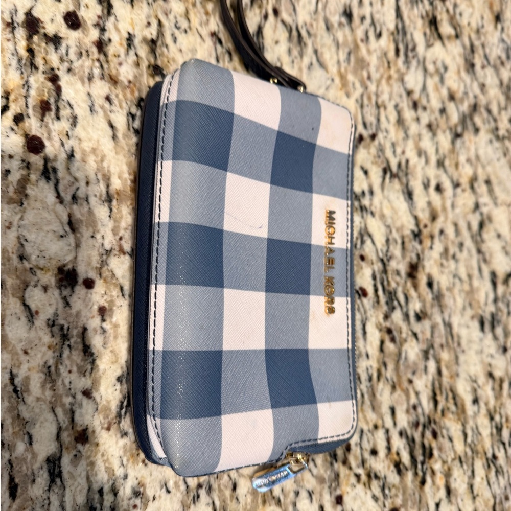 Michael Kors Navy and White Checkered Wallet